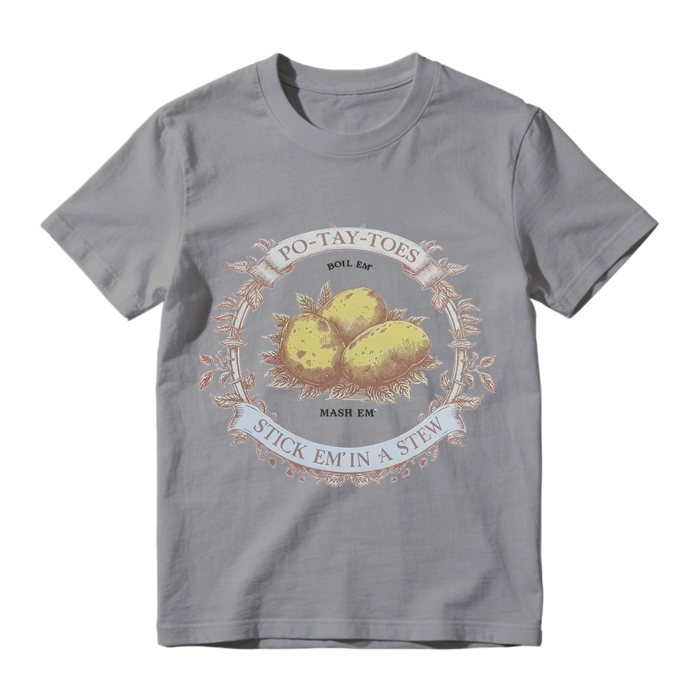 Vintage Wreath Potato Graphic T-Shirt Unisex Farm Vegetable Casual Short Sleeve Tee