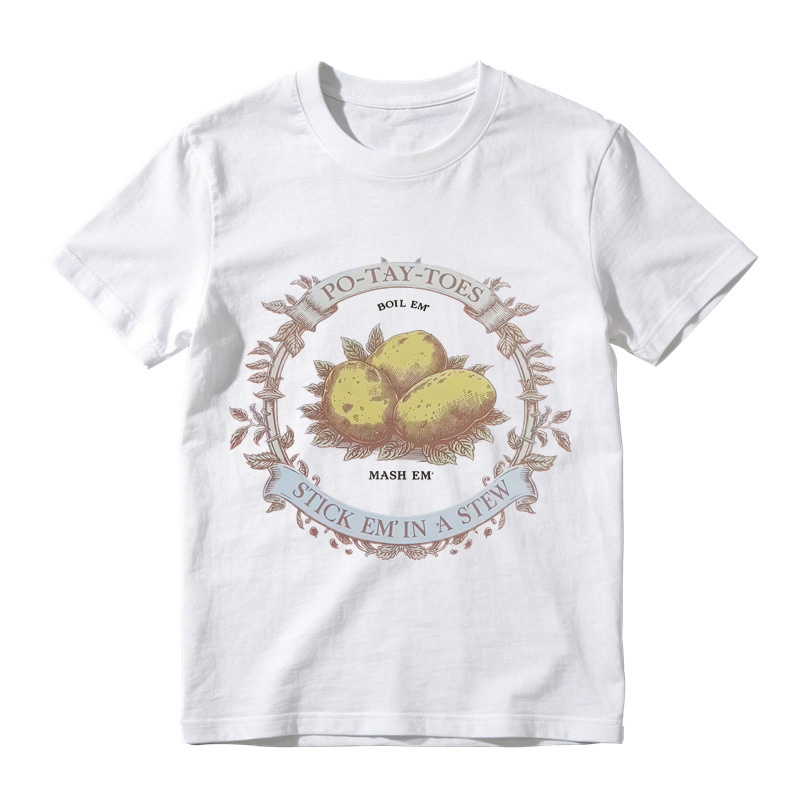 Vintage Wreath Potato Graphic T-Shirt Unisex Farm Vegetable Casual Short Sleeve Tee