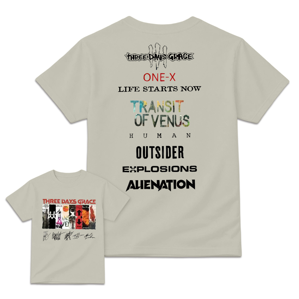 Three Days Grace Album Shirt 2 Sided Rock Band Tee, Unisex Concert Graphic T-Shirt