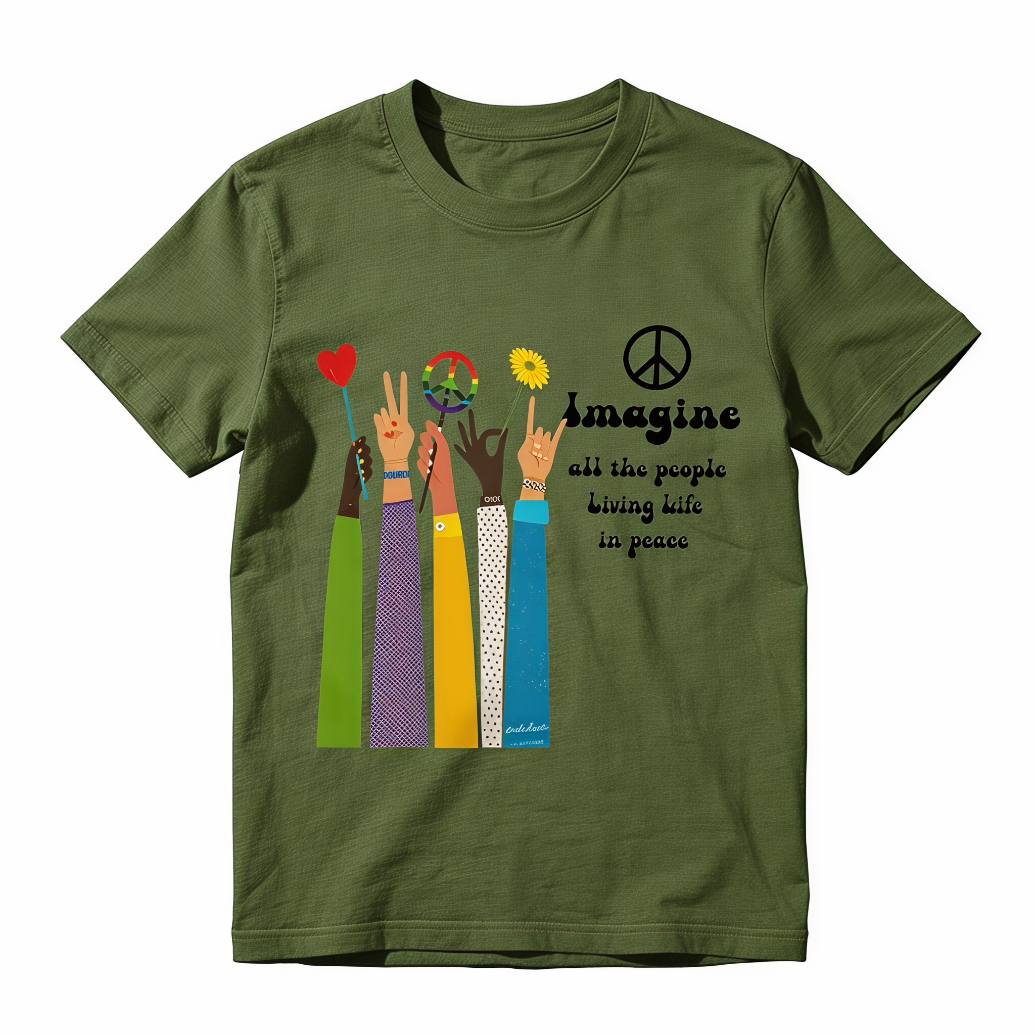 All The People Imagine Living Life In Peace T-Shirt, John Lennon Music, Beatles Song Lyrics Shirt,  Vintage  T-Shirt