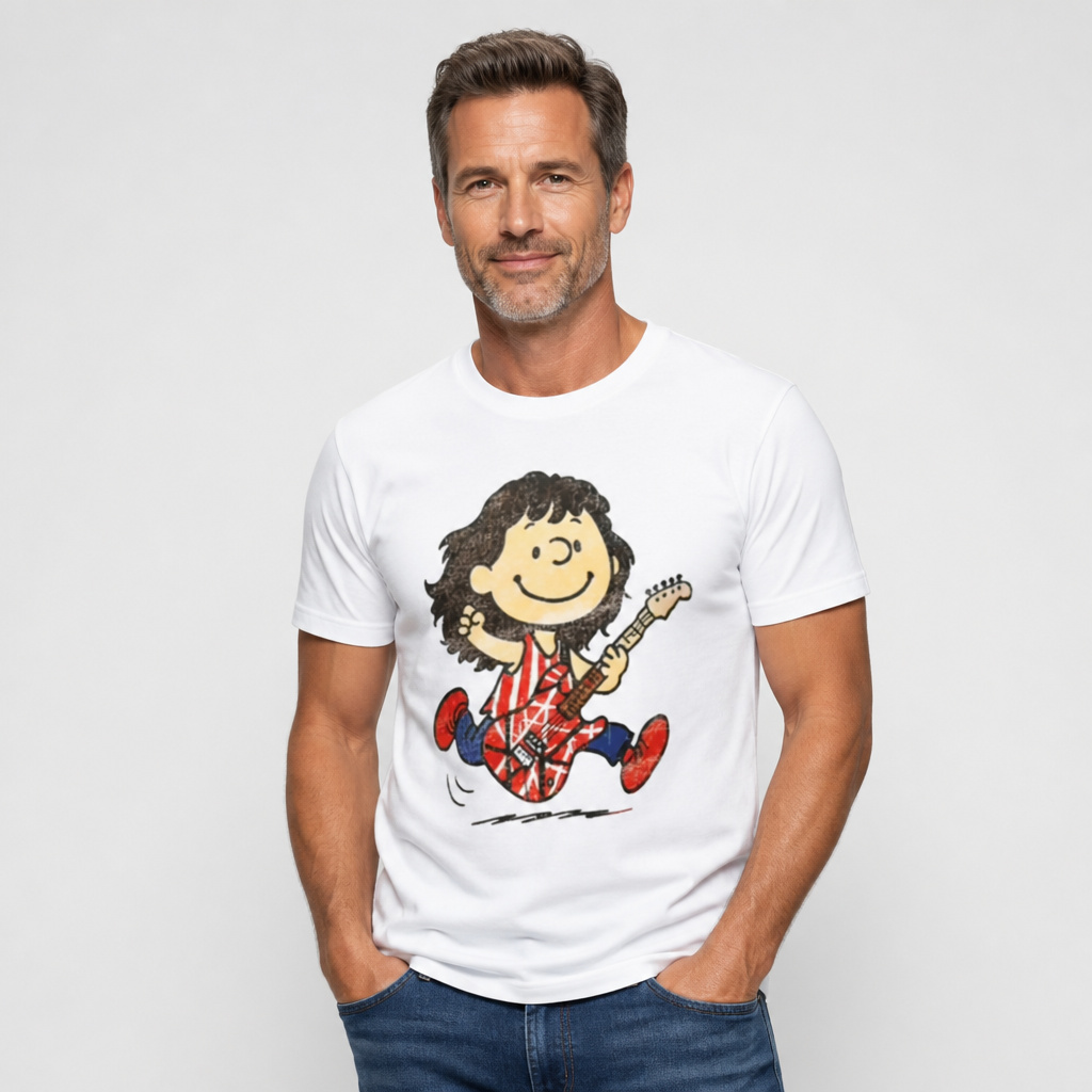 Vintage Snoopy Character Eddie Van Halen Frankenstein Guitar Rock Graphic Tee