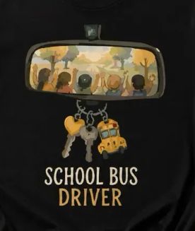 School Bus Driver Rear‑View Mirror Graphic T‑Shirt Back To School Bus Driver Gift Tee
