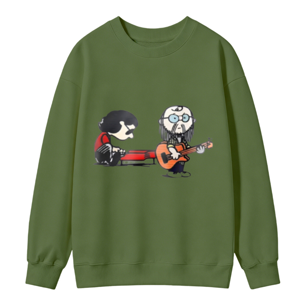 Cartoon Musicians Playing Guitars Graphic Sweatshirt