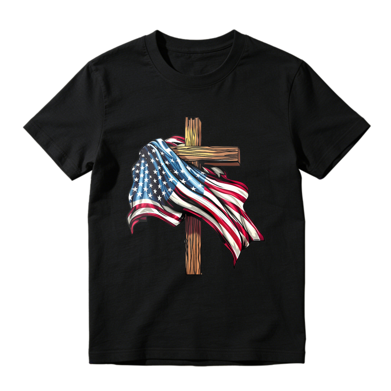 American Flag Cross Design T-shirt
