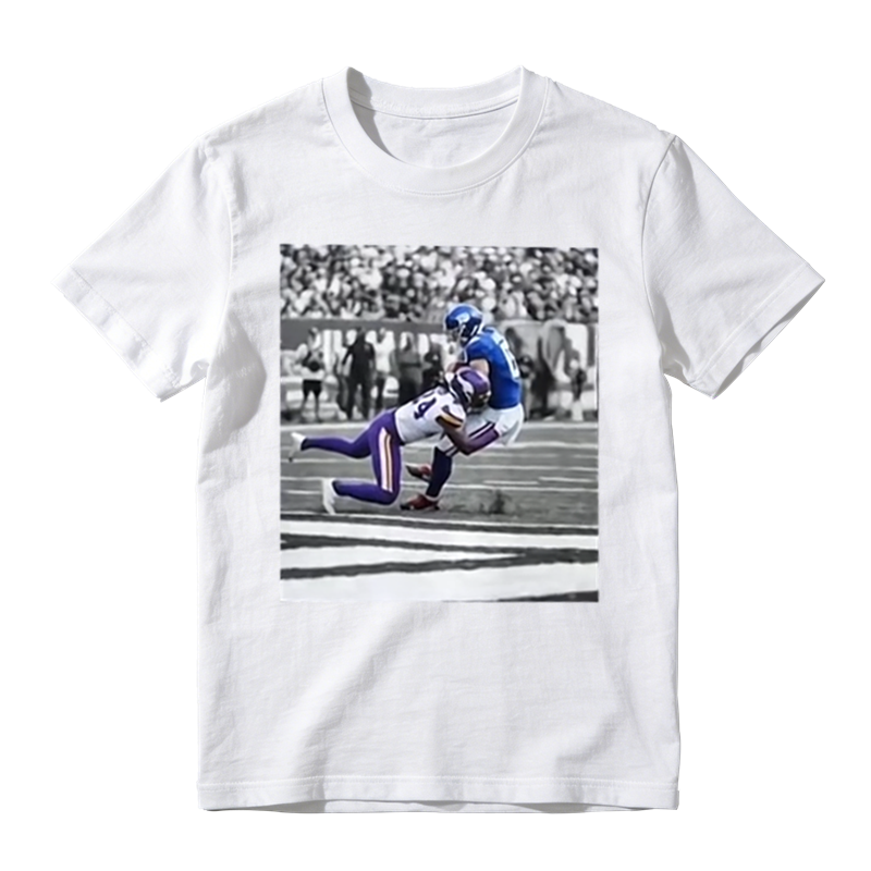 Retro Football Game Snapshot Graphic Tee, Sports Fan Casual Short Sleeve T‑Shirt