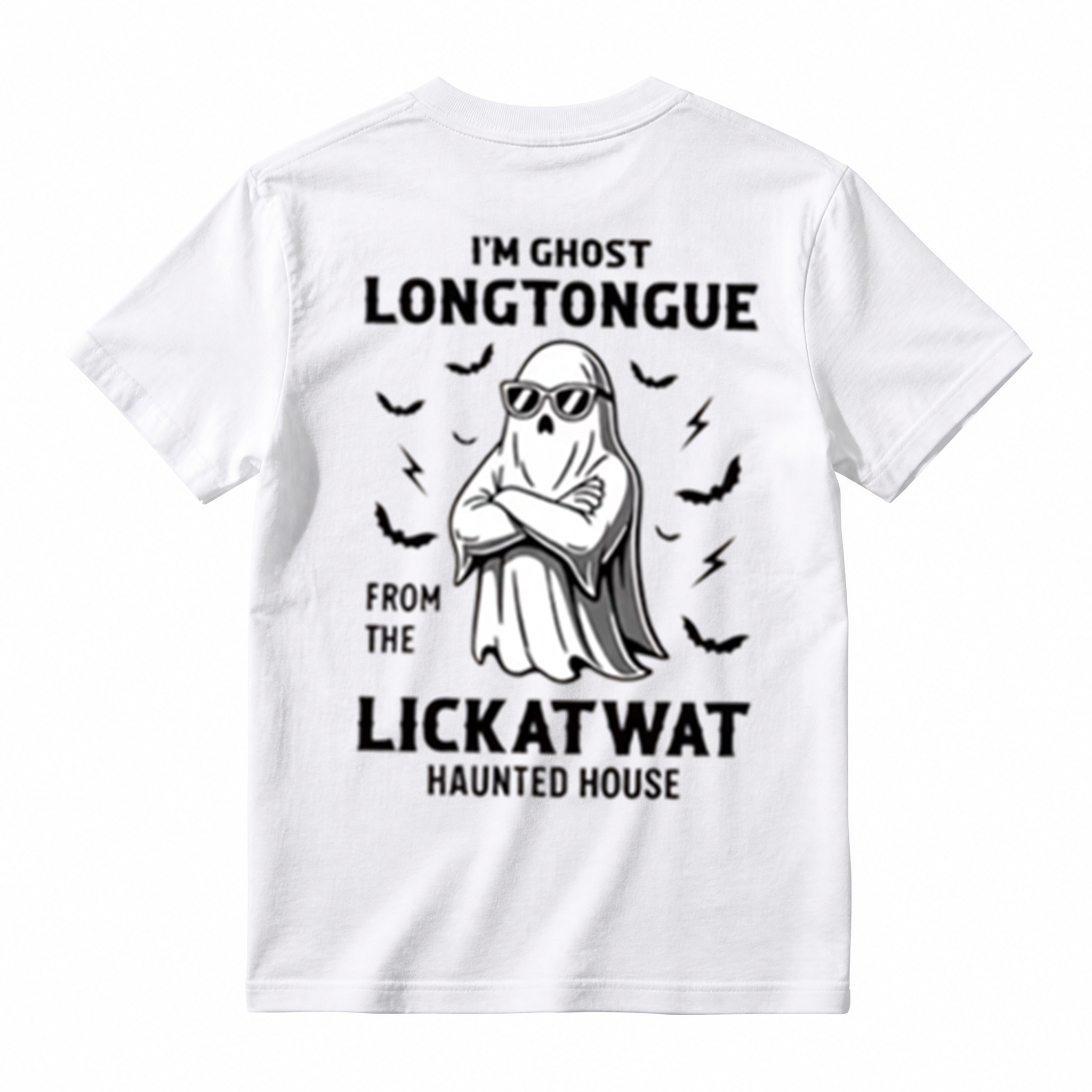 I'm Ghost Longtongue From The Lickatwat Haunted House Funny Halloween Graphic T‑Shirt