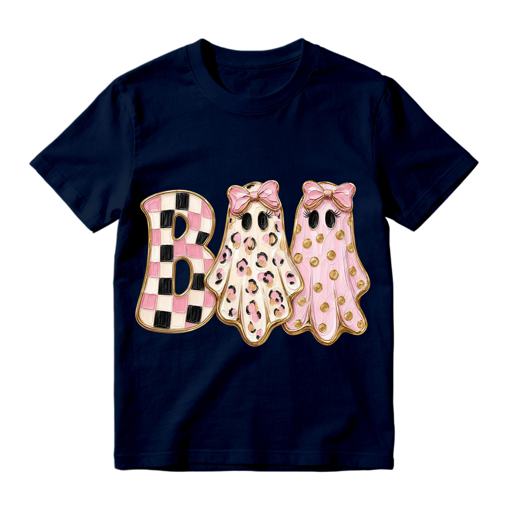 Retro Checker Leopard Ghost Halloween BOO Unisex Short Sleeve Graphic Tee