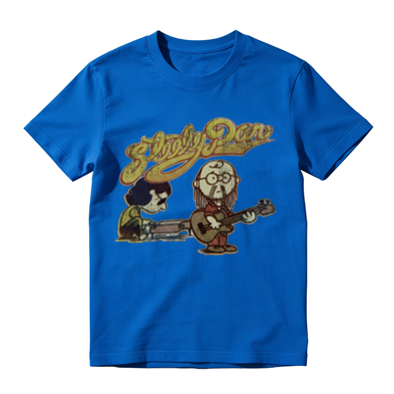 Retro Steely Dan Rock Band Cartoon Print Short Sleeve Cotton Tee