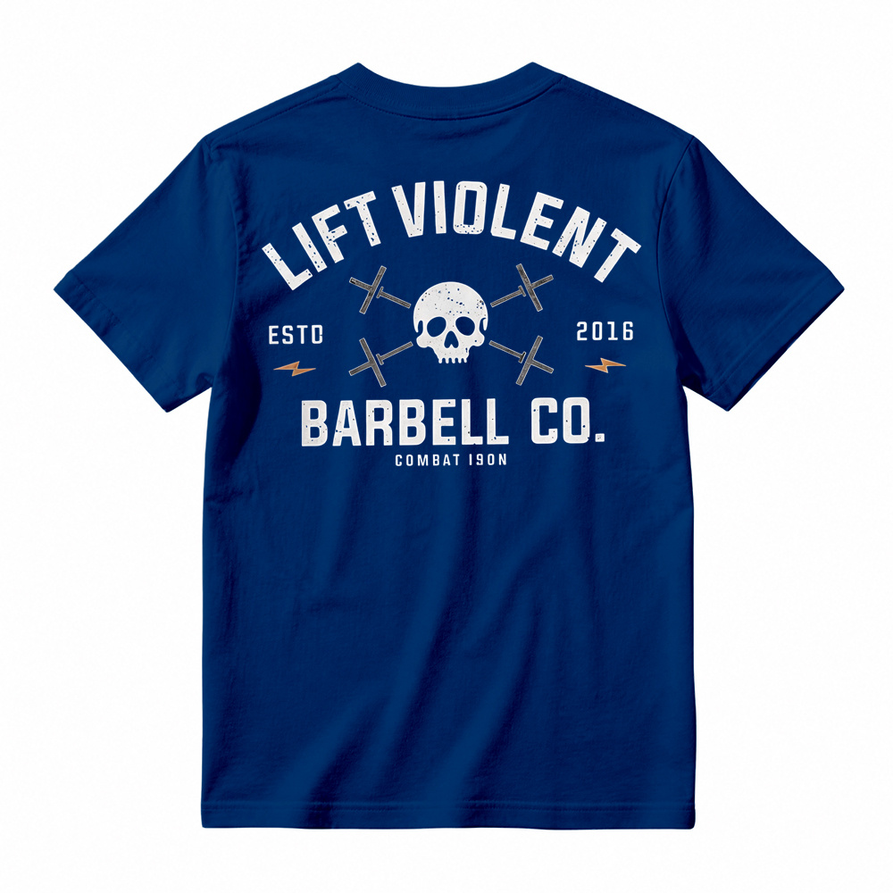 Men's Cotton Blend Short-Sleeve Athletic Sports T-Shirt - Lift Barbell Co Skull Graphic Crew Neck