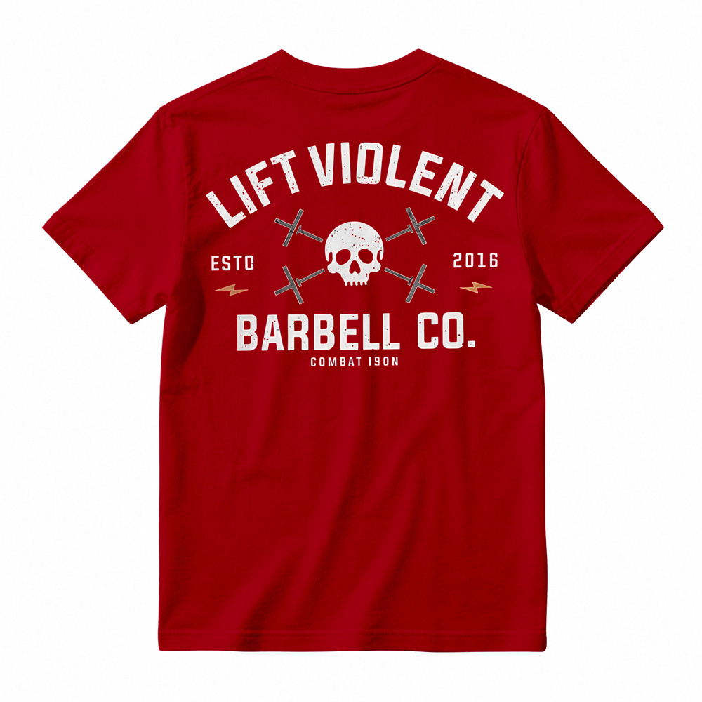 Men's Cotton Blend Short-Sleeve Athletic Sports T-Shirt - Lift Barbell Co Skull Graphic Crew Neck