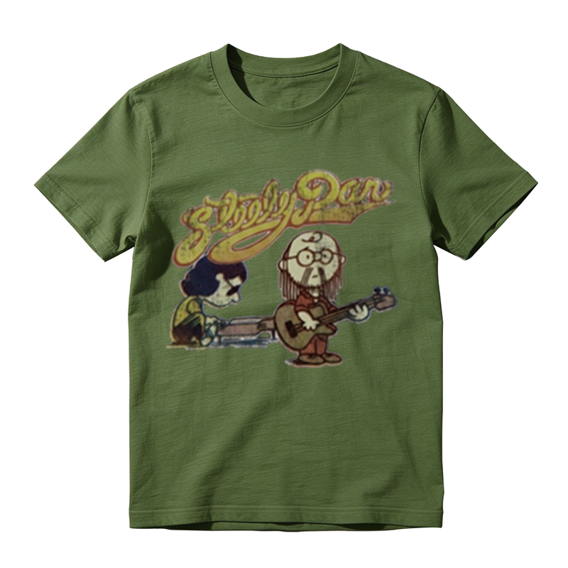 Retro Steely Dan Rock Band Cartoon Print Short Sleeve Cotton Tee