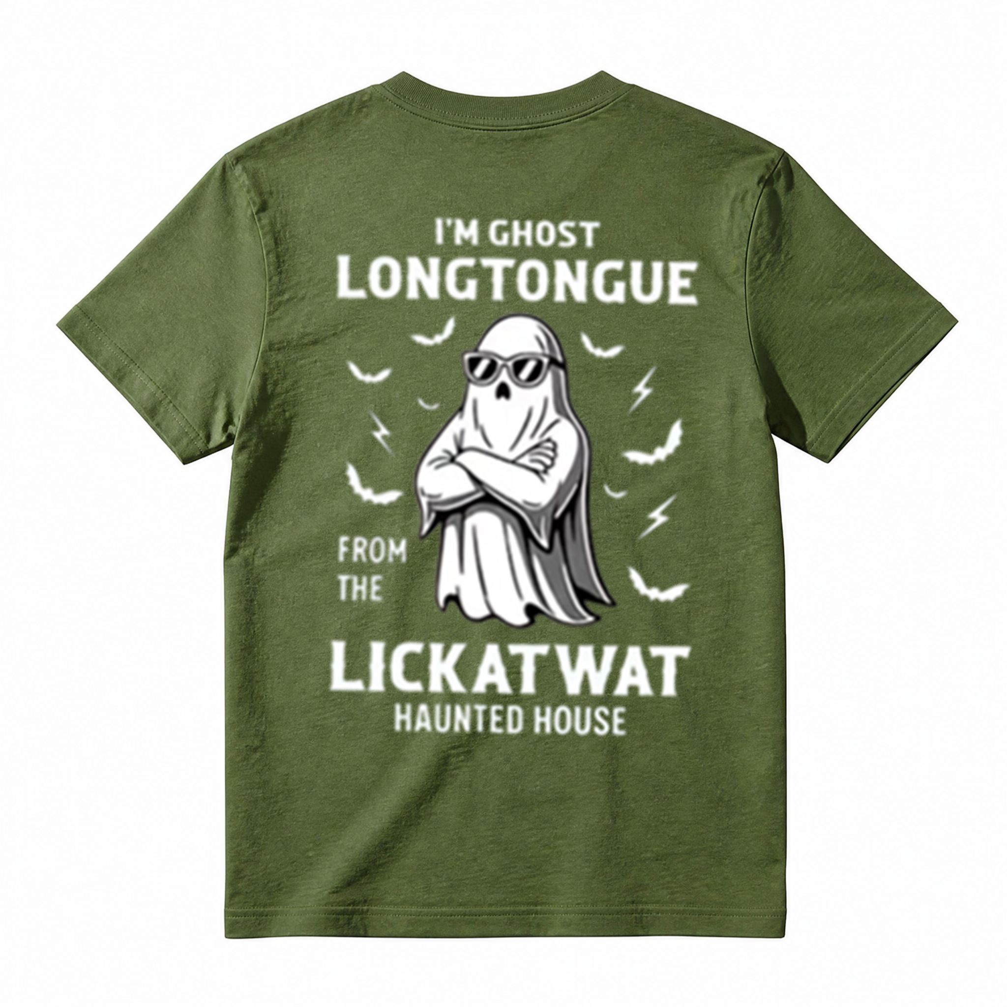 I'm Ghost Longtongue From The Lickatwat Haunted House Funny Halloween Graphic T‑Shirt