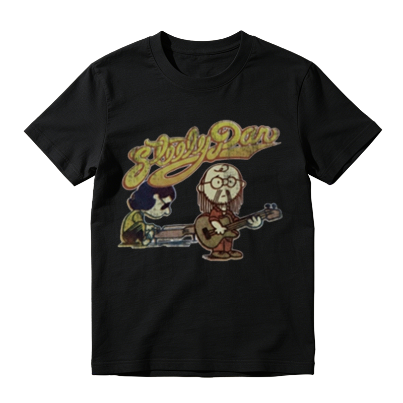 Retro Steely Dan Rock Band Cartoon Print Short Sleeve Cotton Tee