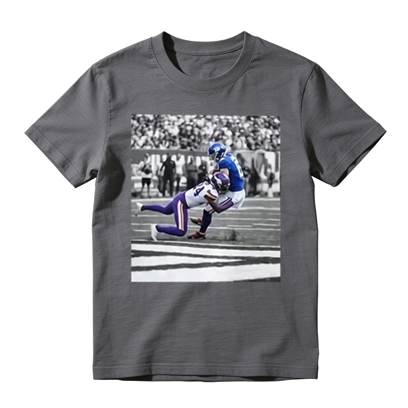 Retro Football Game Snapshot Graphic Tee, Sports Fan Casual Short Sleeve T‑Shirt