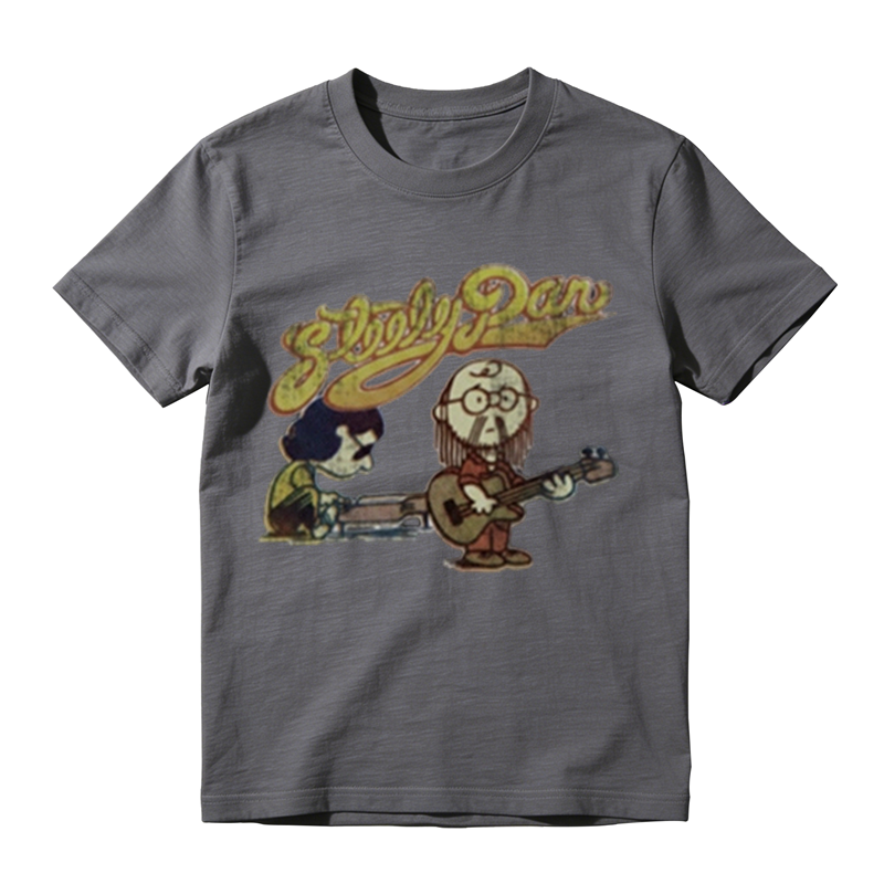 Retro Steely Dan Rock Band Cartoon Print Short Sleeve Cotton Tee