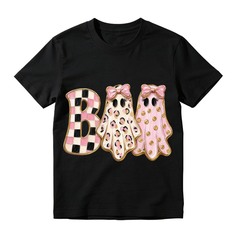 Retro Checker Leopard Ghost Halloween BOO Unisex Short Sleeve Graphic Tee