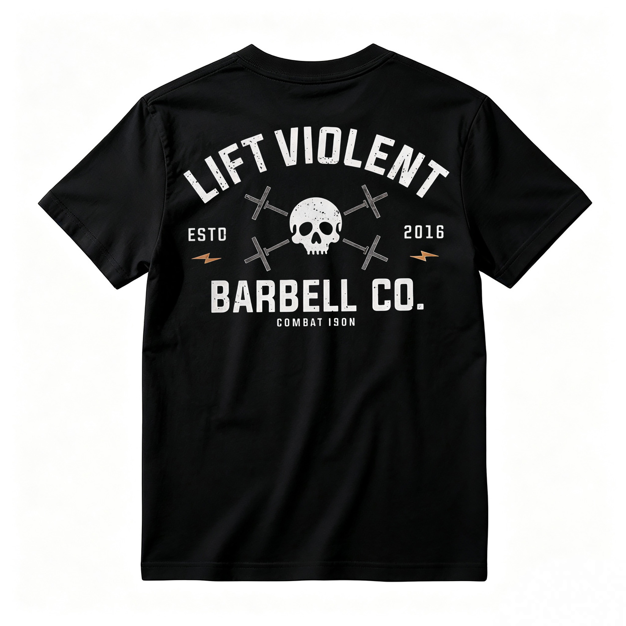 Men's Cotton Blend Short-Sleeve Athletic Sports T-Shirt - Lift Barbell Co Skull Graphic Crew Neck