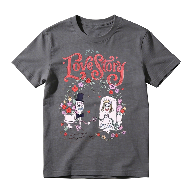 Love Story Graphic T-Shirt – Cute Cartoon Cotton Tee