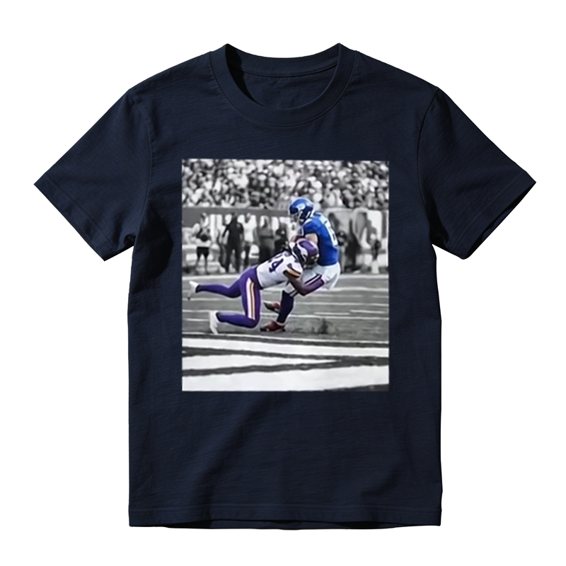 Retro Football Game Snapshot Graphic Tee, Sports Fan Casual Short Sleeve T‑Shirt