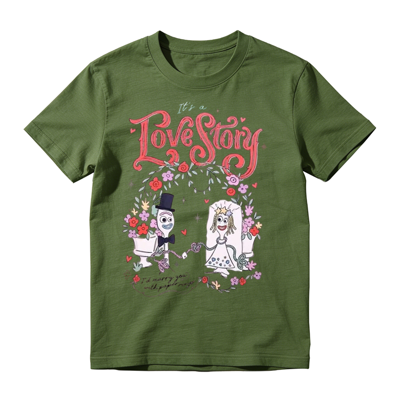 Love Story Graphic T-Shirt – Cute Cartoon Cotton Tee