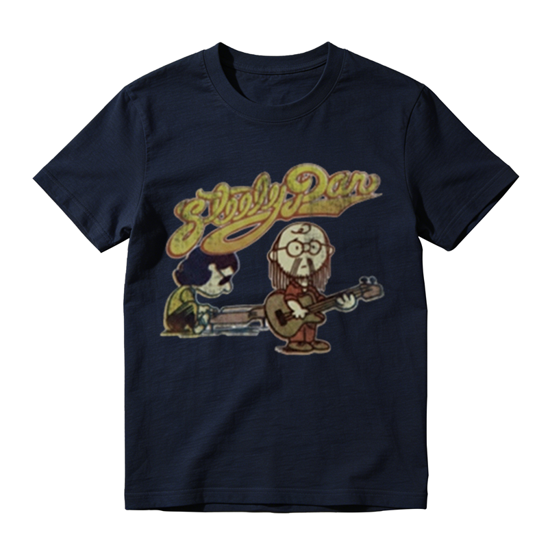 Retro Steely Dan Rock Band Cartoon Print Short Sleeve Cotton Tee