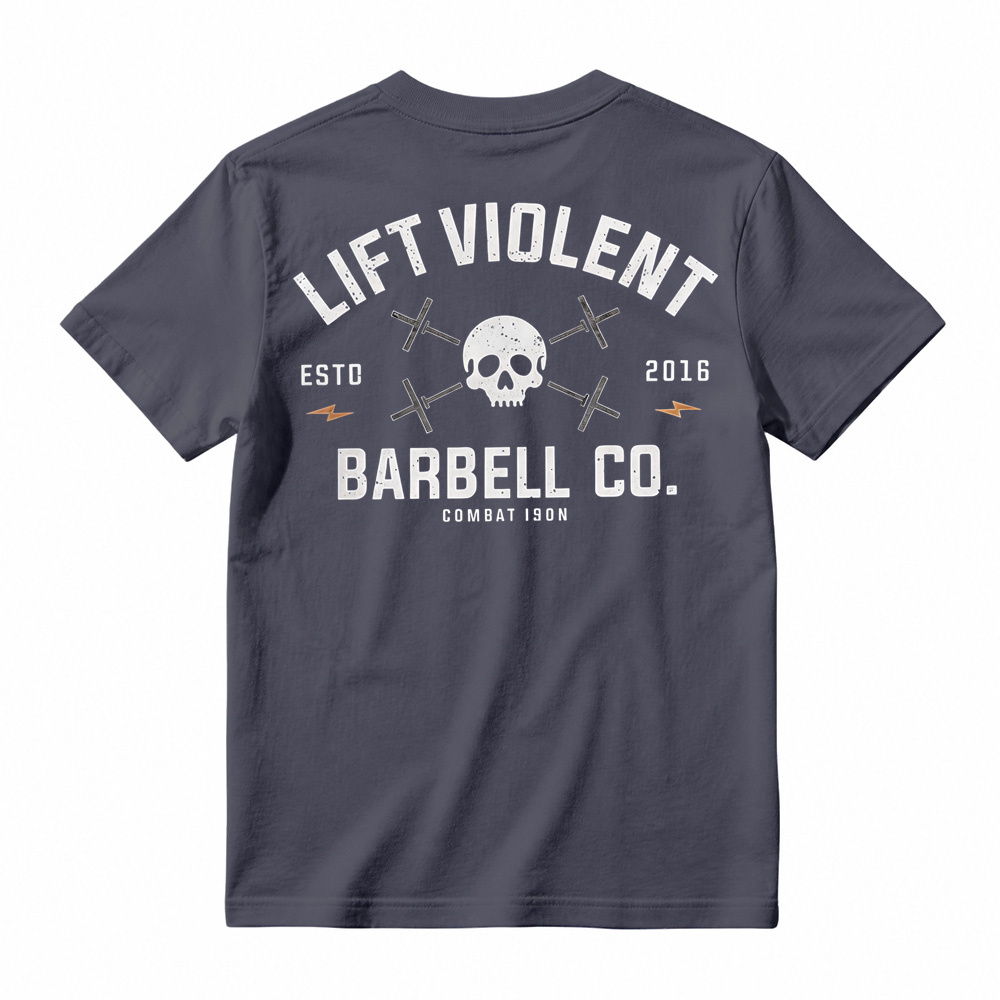 Men's Cotton Blend Short-Sleeve Athletic Sports T-Shirt - Lift Barbell Co Skull Graphic Crew Neck