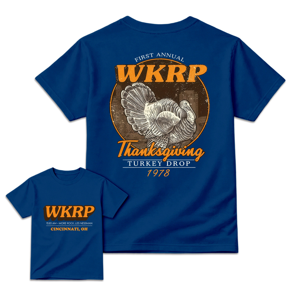 First Annual Wkrp Turkey Drop Two Sides T-shirt, Thanksgiving Wkrp  Vintage Tee, Graphic Streetwear Tee