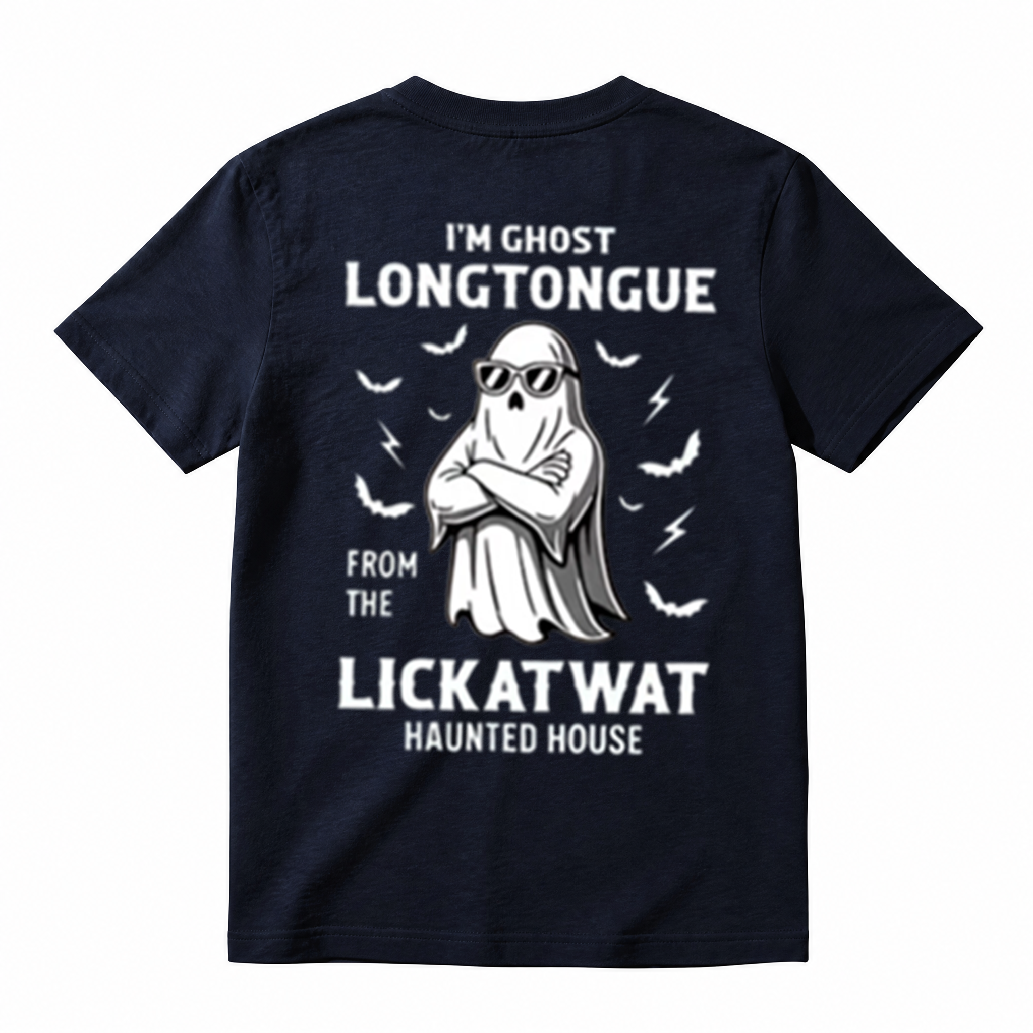 I'm Ghost Longtongue From The Lickatwat Haunted House Funny Halloween Graphic T‑Shirt