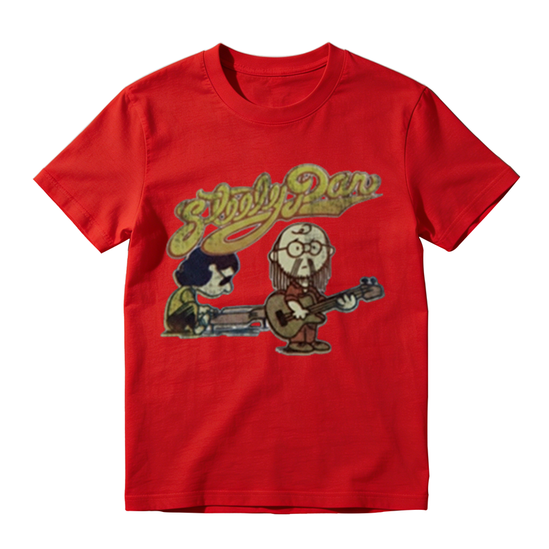 Retro Steely Dan Rock Band Cartoon Print Short Sleeve Cotton Tee