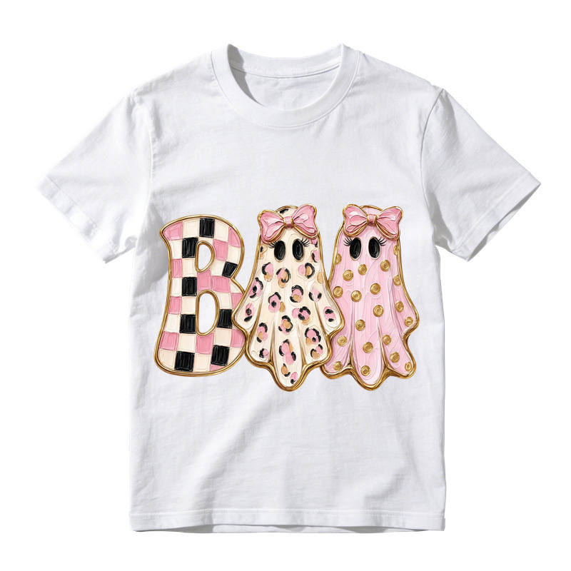 Retro Checker Leopard Ghost Halloween BOO Unisex Short Sleeve Graphic Tee