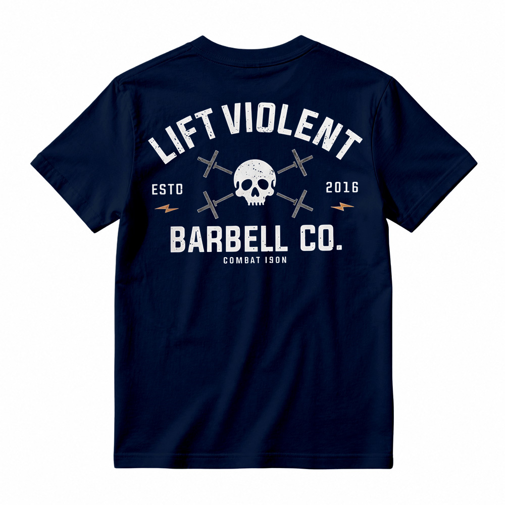 Men's Cotton Blend Short-Sleeve Athletic Sports T-Shirt - Lift Barbell Co Skull Graphic Crew Neck