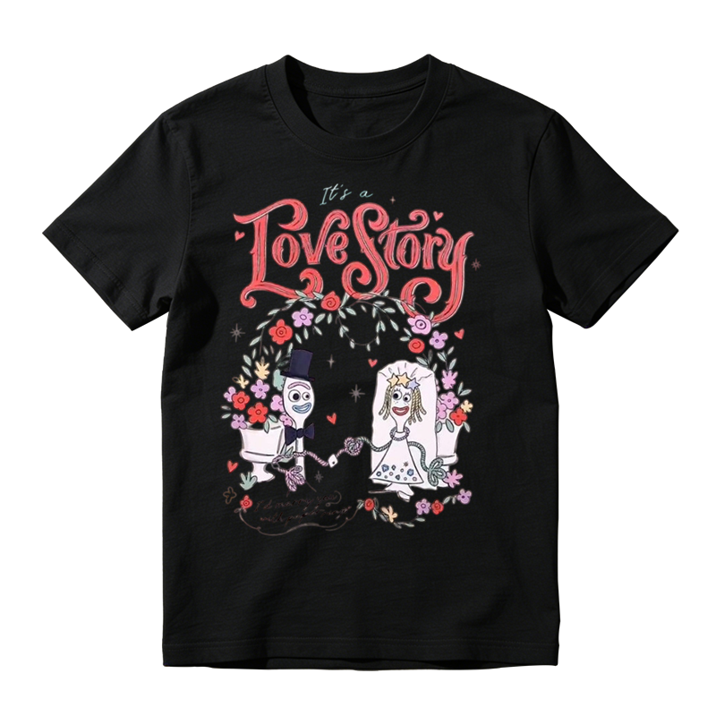 Love Story Graphic T-Shirt – Cute Cartoon Cotton Tee
