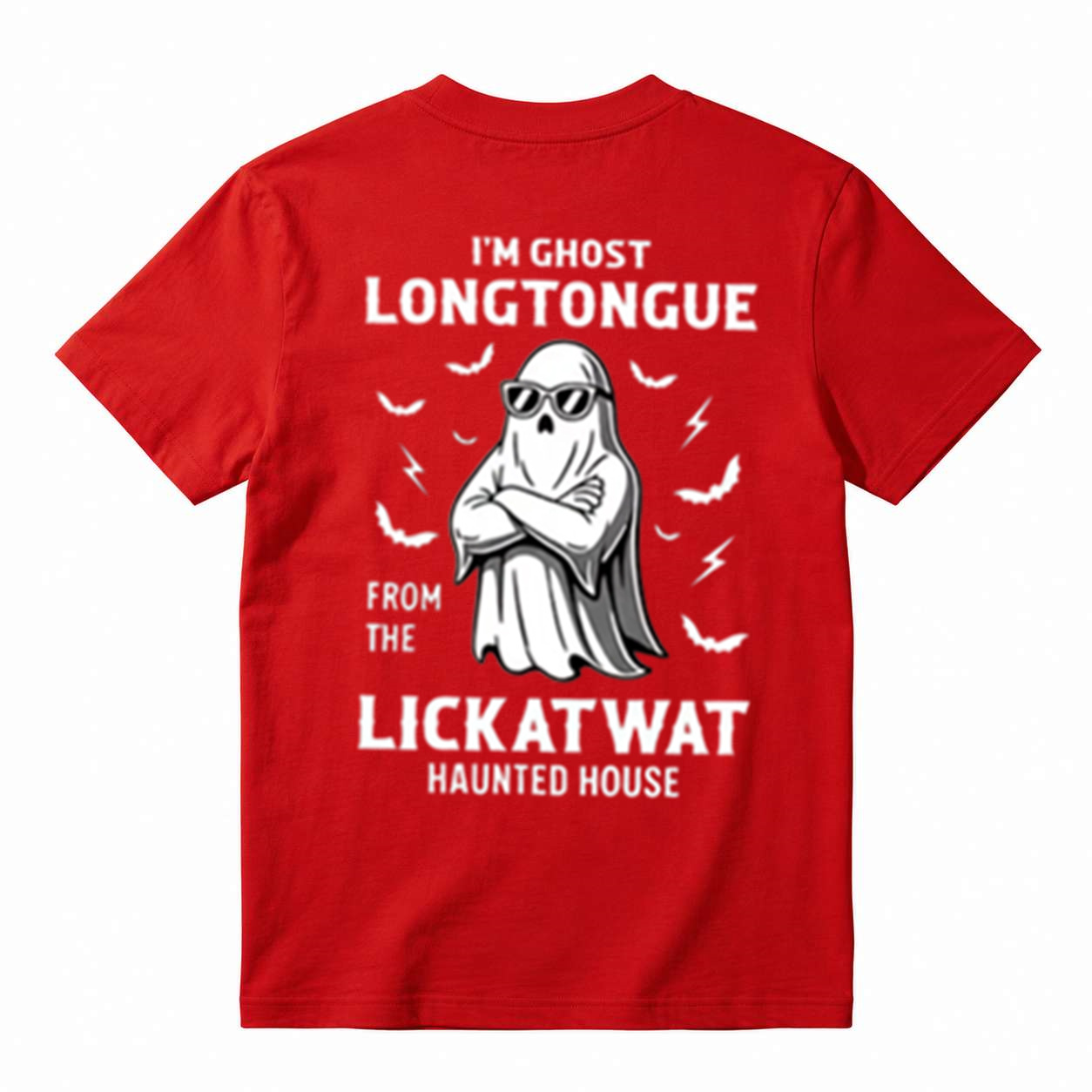 I'm Ghost Longtongue From The Lickatwat Haunted House Funny Halloween Graphic T‑Shirt