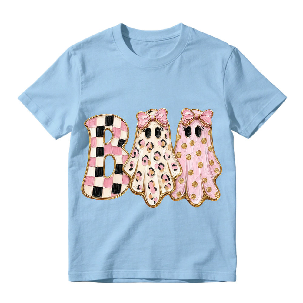 Retro Checker Leopard Ghost Halloween BOO Unisex Short Sleeve Graphic Tee