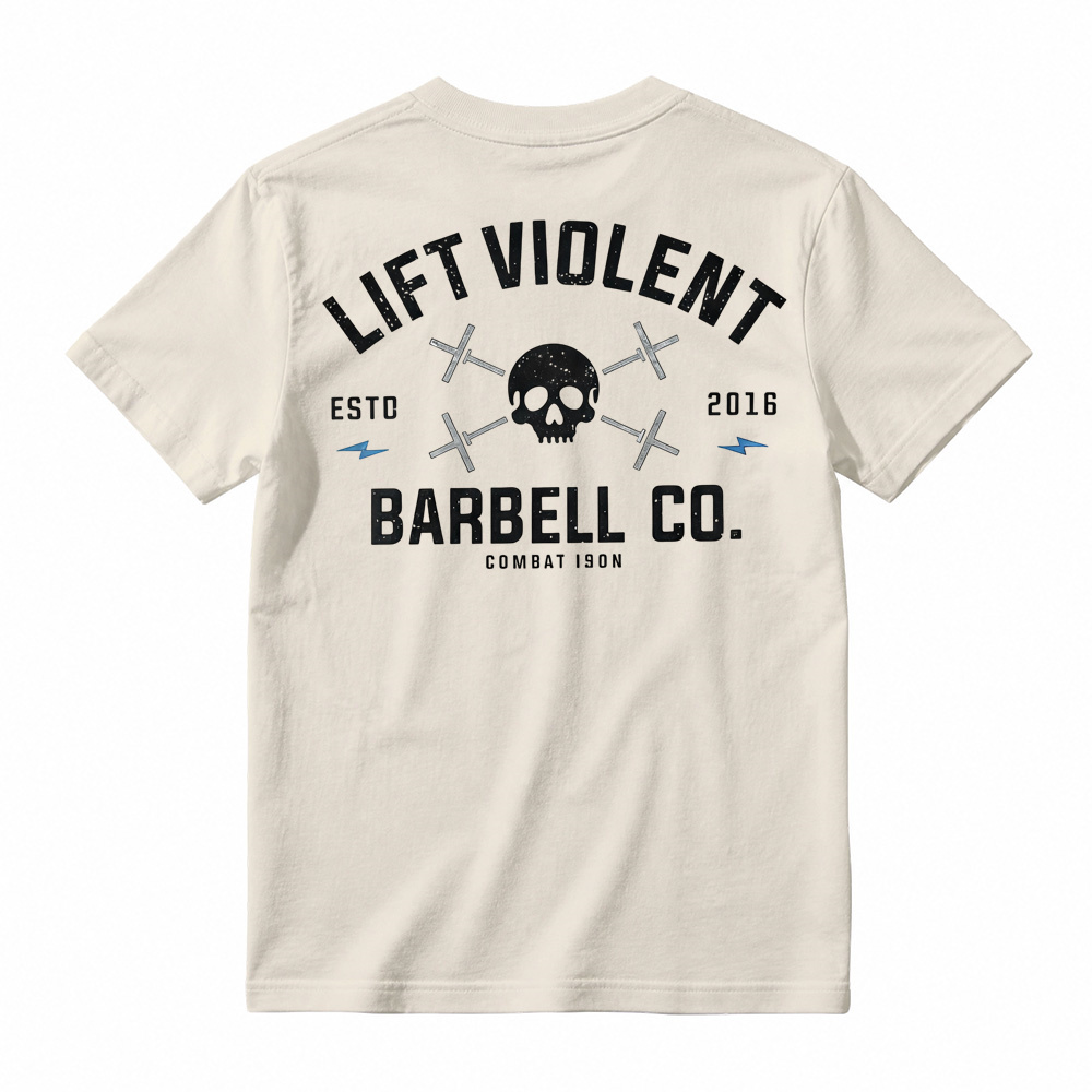 Men's Cotton Blend Short-Sleeve Athletic Sports T-Shirt - Lift Barbell Co Skull Graphic Crew Neck