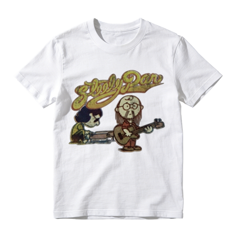 Retro Steely Dan Rock Band Cartoon Print Short Sleeve Cotton Tee