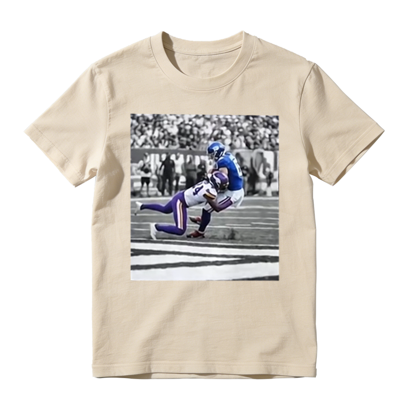 Retro Football Game Snapshot Graphic Tee, Sports Fan Casual Short Sleeve T‑Shirt
