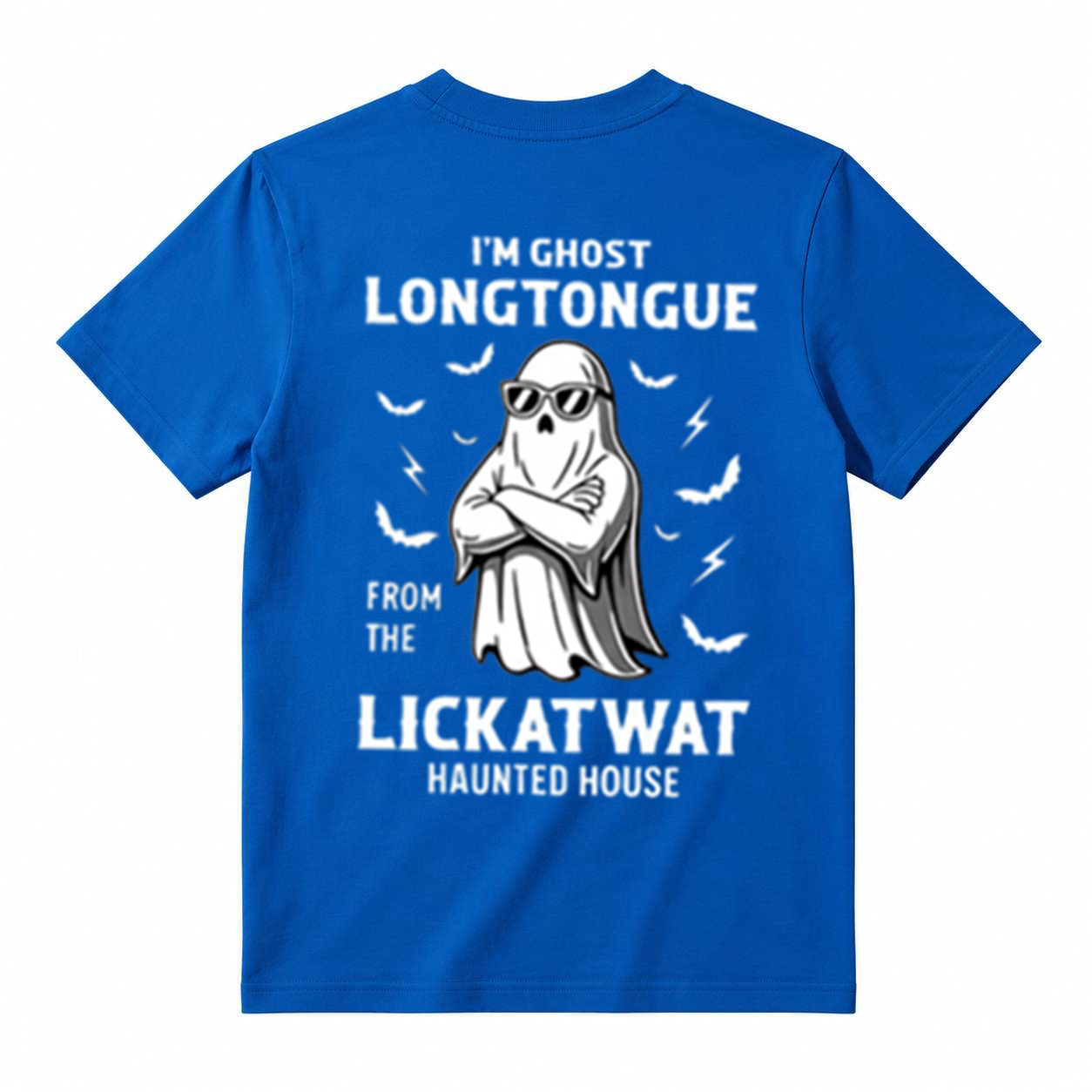 I'm Ghost Longtongue From The Lickatwat Haunted House Funny Halloween Graphic T‑Shirt