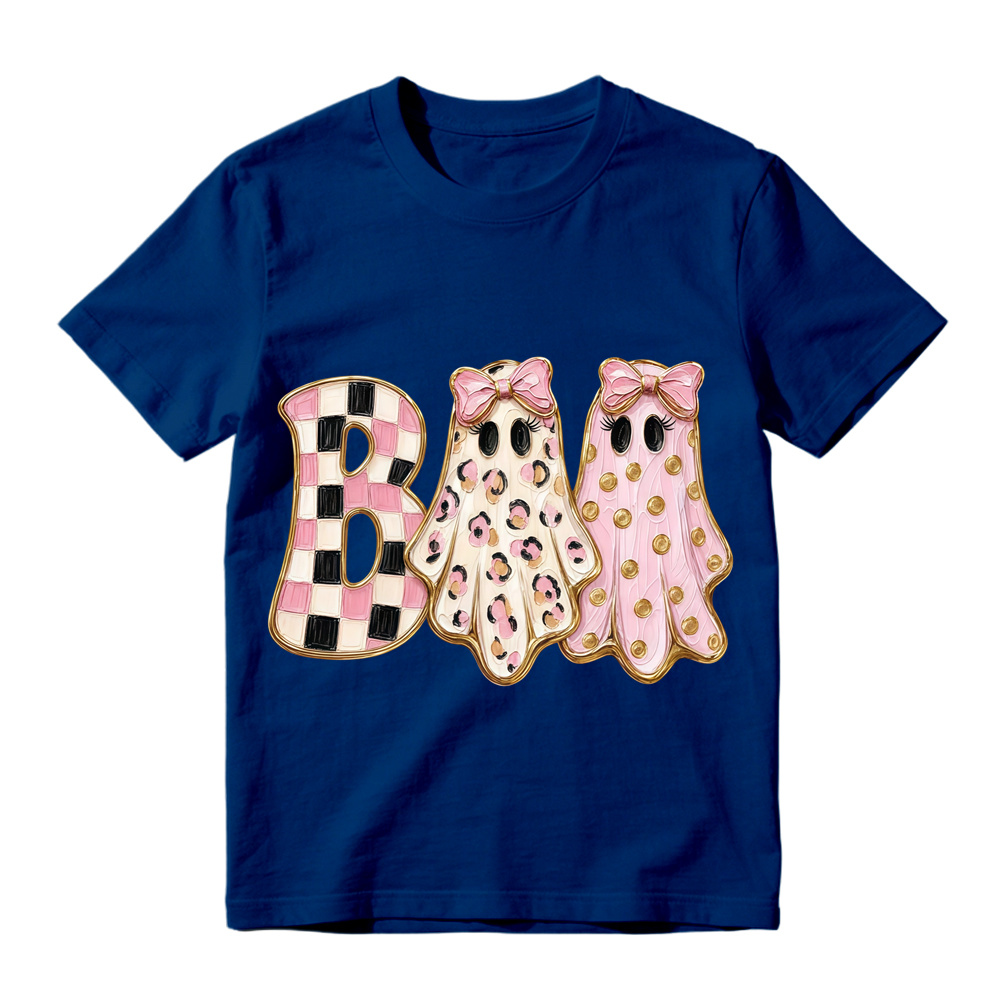 Retro Checker Leopard Ghost Halloween BOO Unisex Short Sleeve Graphic Tee
