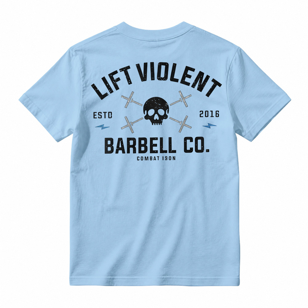 Men's Cotton Blend Short-Sleeve Athletic Sports T-Shirt - Lift Barbell Co Skull Graphic Crew Neck