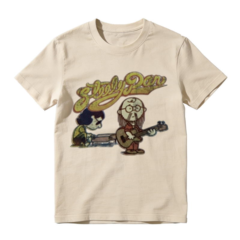 Retro Steely Dan Rock Band Cartoon Print Short Sleeve Cotton Tee