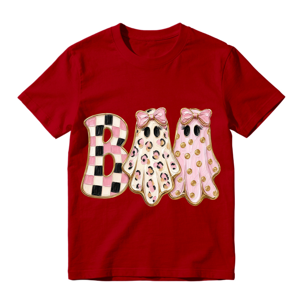 Retro Checker Leopard Ghost Halloween BOO Unisex Short Sleeve Graphic Tee
