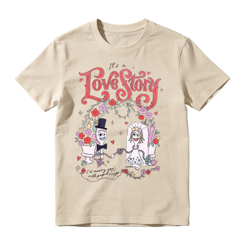 Love Story Graphic T-Shirt – Cute Cartoon Cotton Tee