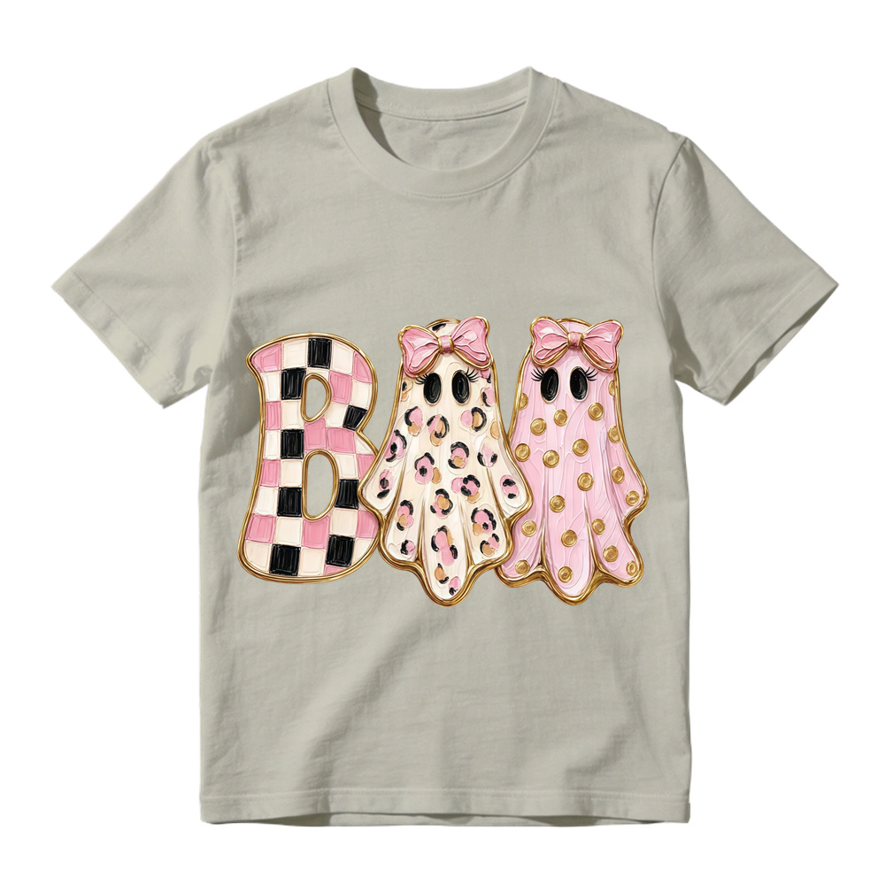 Retro Checker Leopard Ghost Halloween BOO Unisex Short Sleeve Graphic Tee