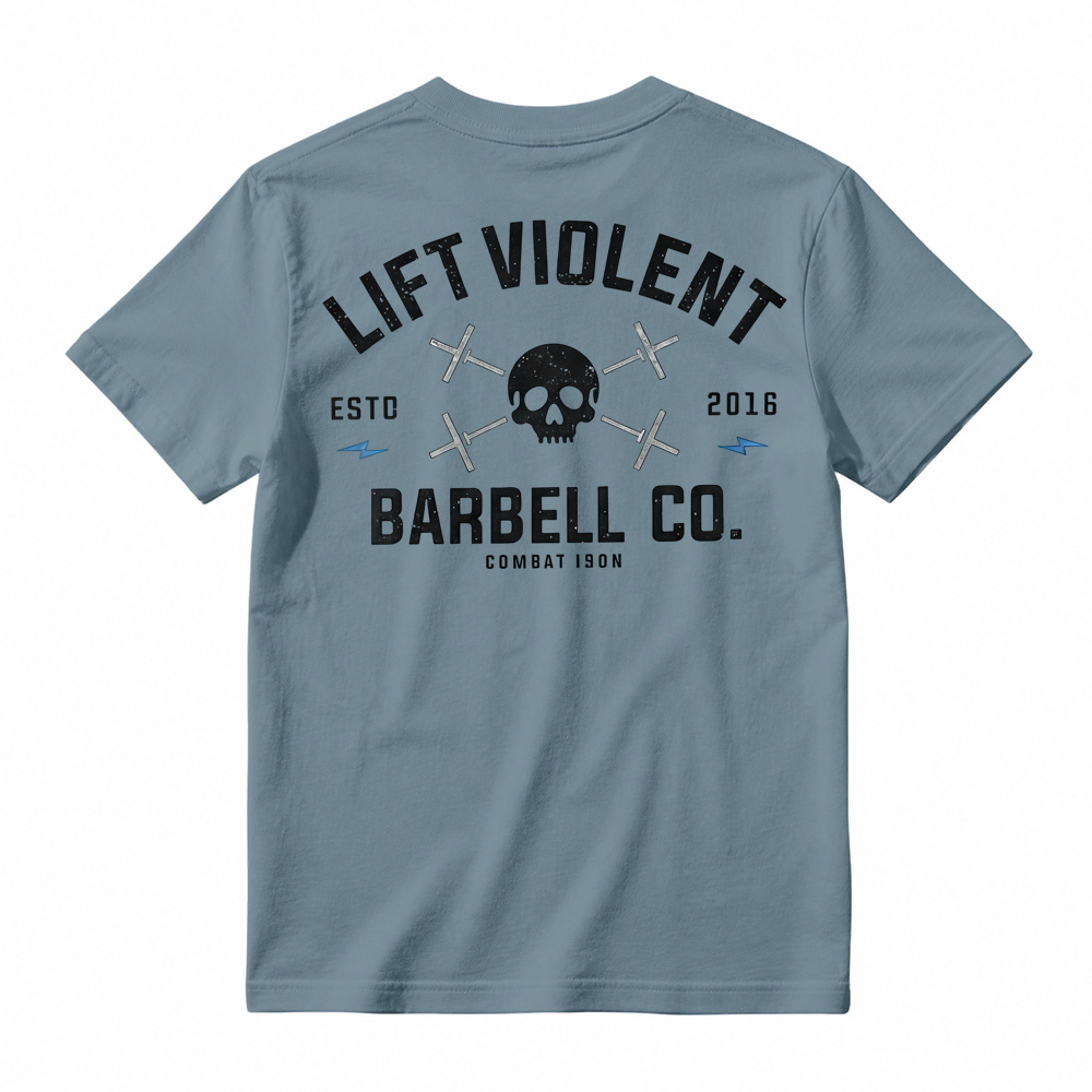 Men's Cotton Blend Short-Sleeve Athletic Sports T-Shirt - Lift Barbell Co Skull Graphic Crew Neck