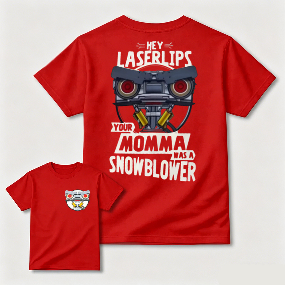 Retro Laser Lips Graphic T-Shirt – Funny Robot Print White Tee, Vintage Streetwear Casual Oversized Top
