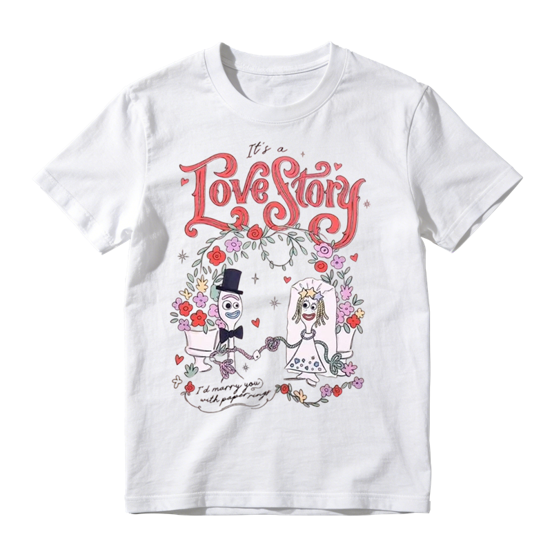 Love Story Graphic T-Shirt – Cute Cartoon Cotton Tee