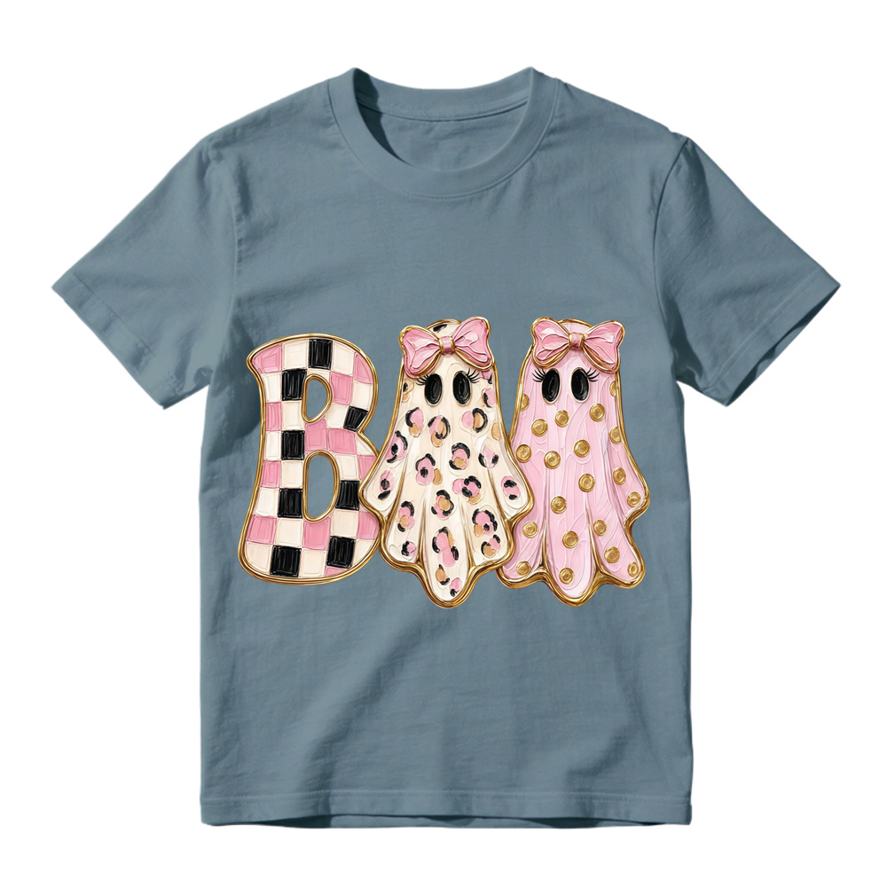 Retro Checker Leopard Ghost Halloween BOO Unisex Short Sleeve Graphic Tee