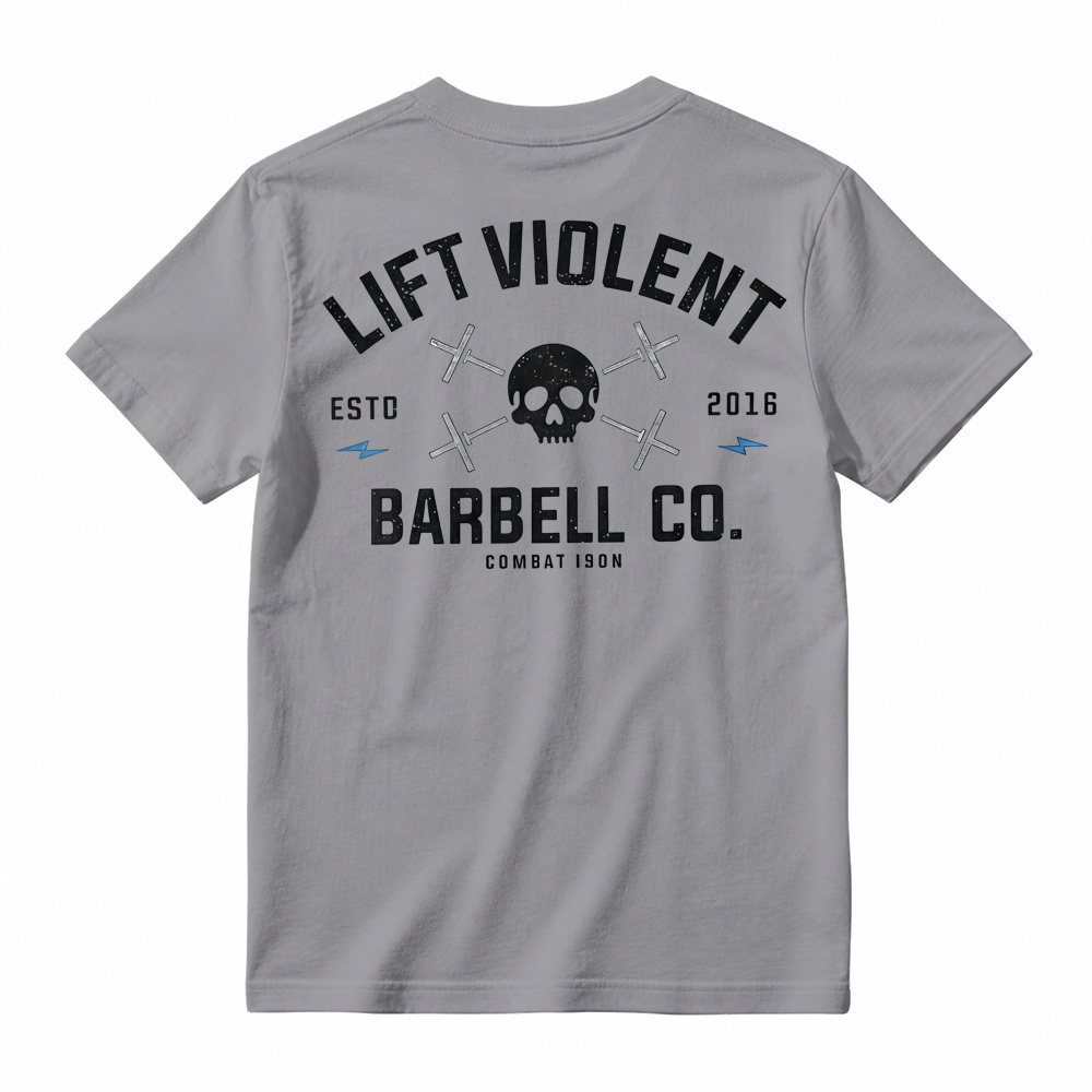 Men's Cotton Blend Short-Sleeve Athletic Sports T-Shirt - Lift Barbell Co Skull Graphic Crew Neck
