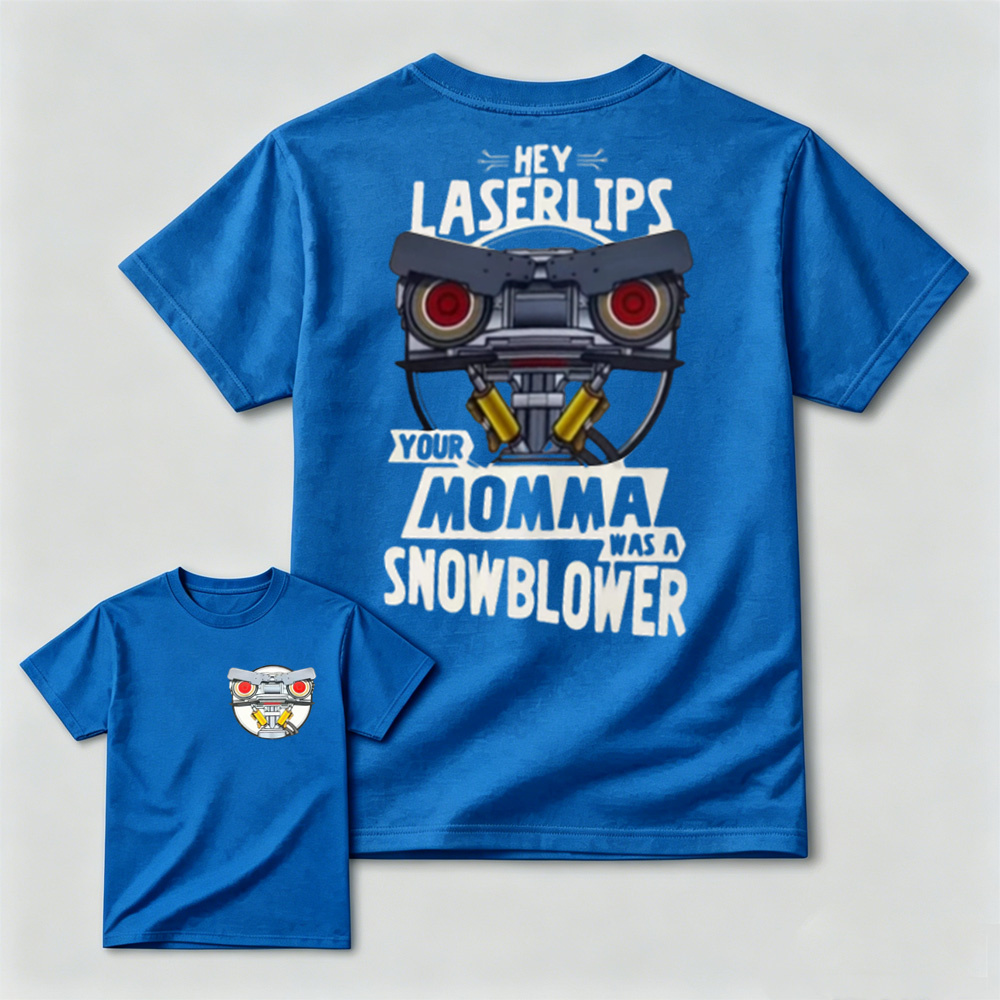 Retro Laser Lips Graphic T-Shirt – Funny Robot Print White Tee, Vintage Streetwear Casual Oversized Top